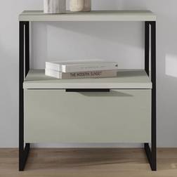 Fwstyle Drawer Chest Ash Green Open Shelf Bedside Table