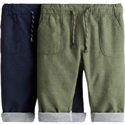 H&M Baby Helfodrad Bomullsbyxa 2-Pack - Khakigrön/Mörkblå