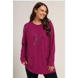 Yours Bow Sequin Jumper Plus Size - Dark Pink