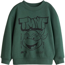 H&M Dreng Sweatshirt Med Tryk - Mørkegrøn