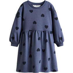 H&M Oversized Sweatshirt Dress - Blue/Hearts (0984595025)