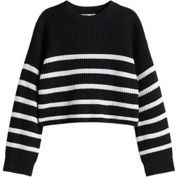 H&M Cotton Blend Jumper - Black/Striped (1290901001)