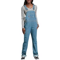 Dickies Women's Relaxed Fit Bib Overalls Stonewashed Medium Blue