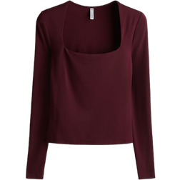 H&M Vinröd Långärmad Topp Mikrofiber