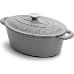 Orrefors Jernverk Cast Iron Oval Light Grey med lock 3.5 L
