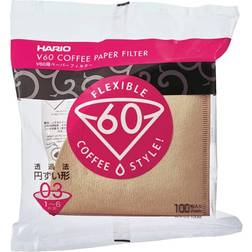 Hario V60-03 Coffee Filters 100 pcs Brown