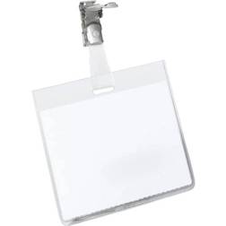 Durable Clip Name Tag ID Badge Card Holders + Inserts 25pcs Transparent