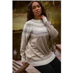 Yours Fairisle Knitted Jumper - Natural Brown