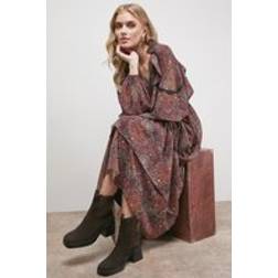Oasis Barbara Suede Chunky High Heeled Chelsea Boots - Chocolate