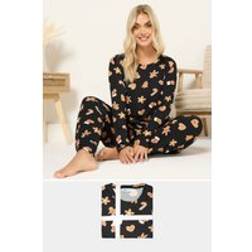 Yours Gingerbread Soft Touch Pyjama Gift Set - Black