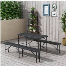 Living and Home 3-Piece Rattan Plastic Outdoor Table Bench Set