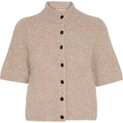 Gestuz AlphaGZ SS Short Cardigan With High Sand Melange