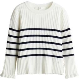H&M Rib Knit Jumper - Natural White/Striped (1196719015)