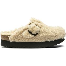 Birkenstock Boston Big Buckle Flex Platform - Teddy Eggshell