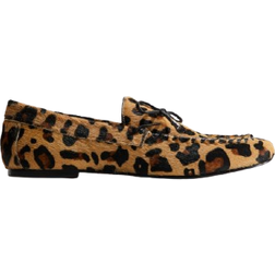H&M Dam Loafers Läder - Beige/Leopardmönstrad