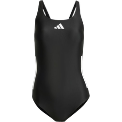 adidas Women's Swimming 3 Stripes C Back Swimsuit - Black/White