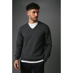Debenhams Premium Pure Cotton V-neck Jumper - Grey