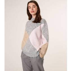 Blue Vanilla Grey Argyle Knitted Crew Neck Jumper -