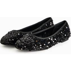 Tu Black Sequin Embellished Ballet Flats