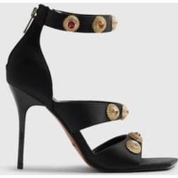 River Island Womens Black Embellished Strappy Heeled Sandals