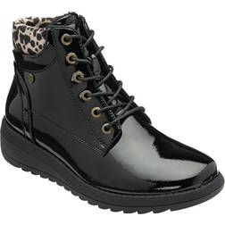 Lotus Abelia Patent Zip-Up Ankle Boots - Black