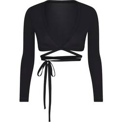 SKIMS x Nike Weightless Layers Wrap Top - Obsidian