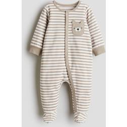 H&M Baby Beige Vitrandig Pyjamasoverall Fleece 80
