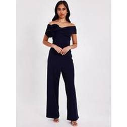 Quiz Women's Petite Bardot Jumpsuit - Navy