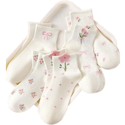 Shein Kids Bowknot Polka Dot 3D Flower Crew Socks - Multicolor