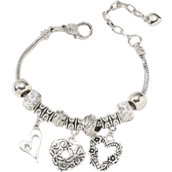 Shein 1pc Natural & Fresh Style Heart Beaded Open Bangle Bracelet For Women, Adjustable Size, Suitable For Daily Wear And Festival Accessory