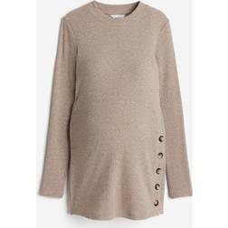 H&M Mama Ribbed Top Light Beige Marl (1121842002)