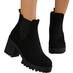 Shein Women's New Autumn/Winter Suede Pull-On Short Boots - Black