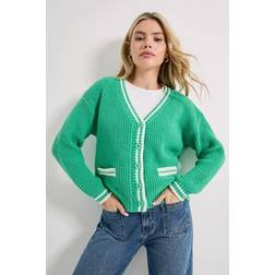 Dorothy Perkins Women's Contrast Cricket Cardigan Sweater - Green