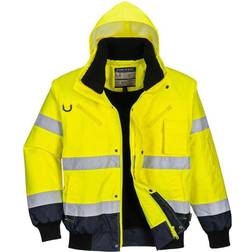 Portwest C465 Hi-Vis 3-in-1 Contrast Bomber Jacket - Yellow/Navy