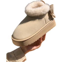 Shein Women EVA Thick Sole Bow Decor Lined Slip-Resistant Flat Casual Shoes - Beige
