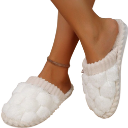 Shein New Fashionable & Comfortable Round Toe Slip-On Slippers - White