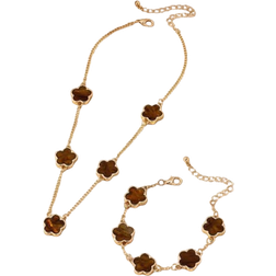 Shein 1pc Sweet And Elegant Lucky Clover Pendant Necklace And Bracelet Set For Women Valentines