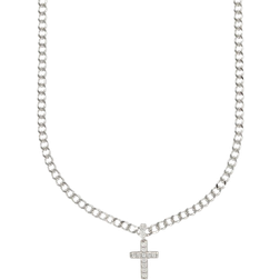 Cernucci Iced Drop Cross Cuban Chain 5mm - Silver/Transparent