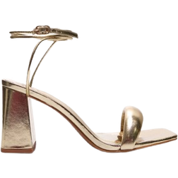 PrettyLittleThing Quilted Low Block Heeled Sandals - Gold