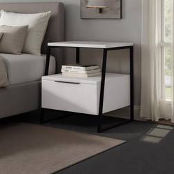 Fwstyle White 1 Door Nightstand Bedside Table