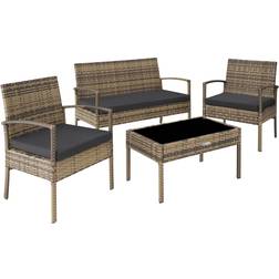tectake Sparta - Nature Outdoor Lounge Set, 1 Table incl. 2 Chairs & 1 Sofas