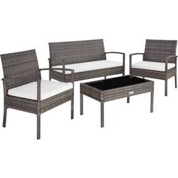 tectake Sparta - Grey Outdoor Lounge Set, 1 Table incl. 2 Chairs & 1 Sofas