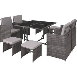 tectake Bilbao - Grey Patio Dining Set, 1 Table incl. 4 Chairs