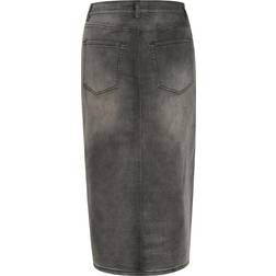 Kaffe Denim High Waist Midi Skirt Pla - Grey