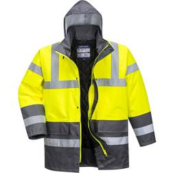 Portwest Hi-Vis 2 Farvet Trafikjakke Vandtæt Parkajakke - Gul/Grå