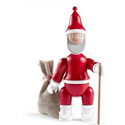 Kay Bojesen Holzfigur Weihnachtsmann - Rot, Weiß H 20 cm Inkl. Stock Und Sack Decoración 19.5cm