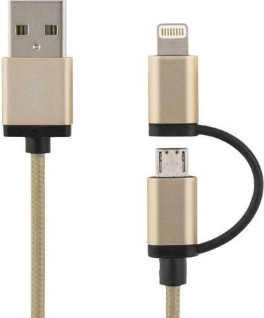 Deltaco Prime USB A - USB Micro-B 2.0 + Lightning Adapter