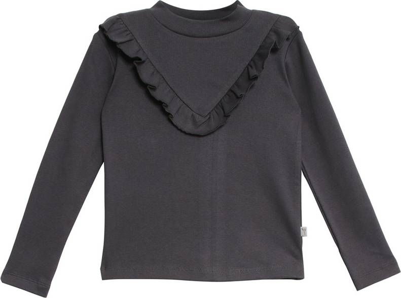 Wheat Rib Ruffle T-shirt - Dark Iron