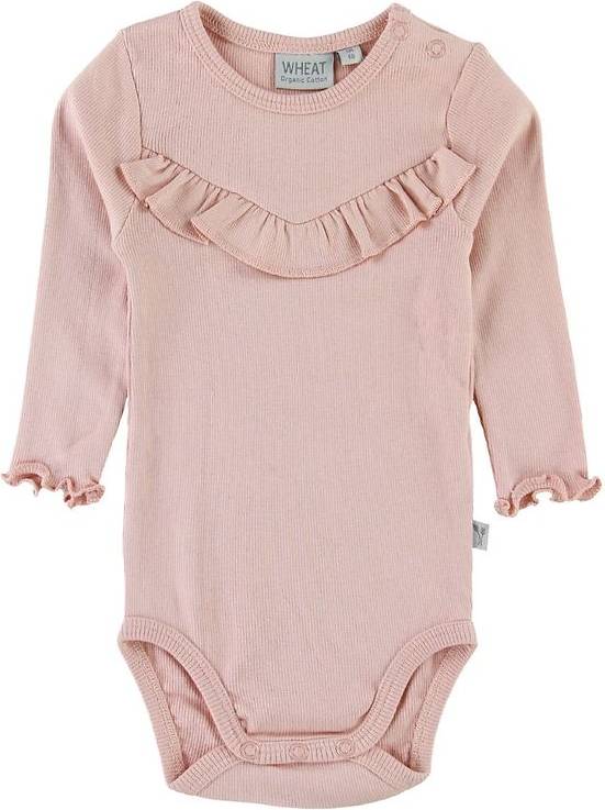 Wheat Body Rib Ruffle LS - Misty Rose