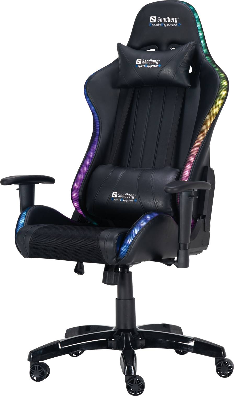 Gamerstol med lys Sandberg Commander Gaming Stol - Sort/RGB